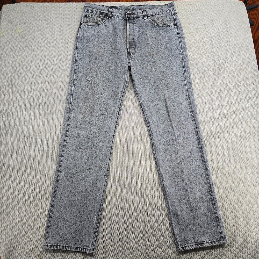 Vtg Levi's 501 Jeans Mens 36x32 Black Acid Stone Wash Denim Button Fly USA Made